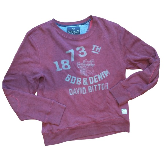 Buffalo David Bitton-crew neck pullover sweatshirt size xl burgundy color - Picture 1 of 11